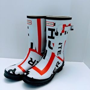 Hunter Wellington Rain boots Exploded Logo Size 8